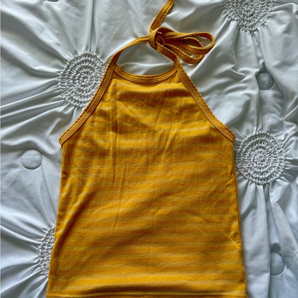 American Eagle Gold Gray Sleeveless Tie Front Tank Top